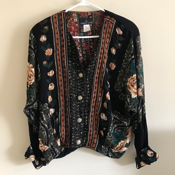 VINTAGE 90s Floral Boho Jacket Top - Picture 8 of 9